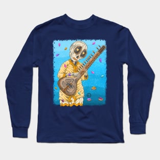 Skeleton Indian Sitar player Long Sleeve T-Shirt